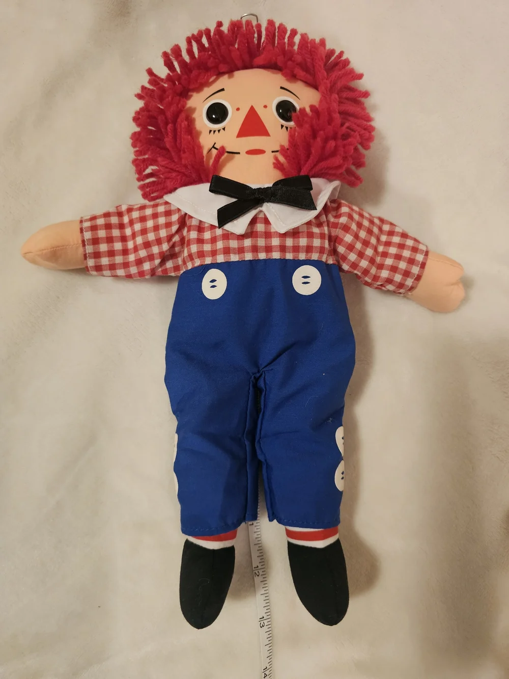 Vintage Raggedy Andy Doll Red Yarn Hair Blue Overalls Cloth Rag Doll